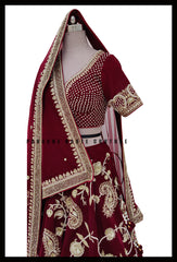 Maroon Burgundy Paisley Bridal Lehenga