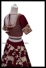 Maroon Burgundy Paisley Bridal Lehenga