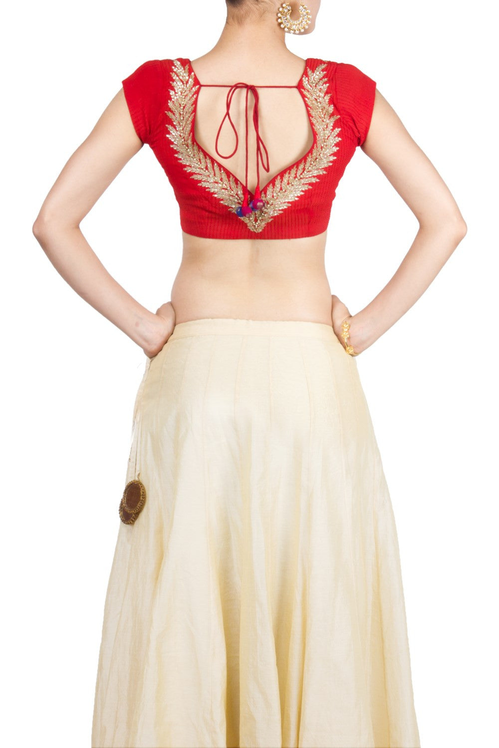 Red colour blouse in gorgette fabric