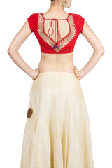 Red colour blouse in gorgette fabric