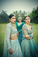 Cerulean Blue Colour Wedding Lehenga