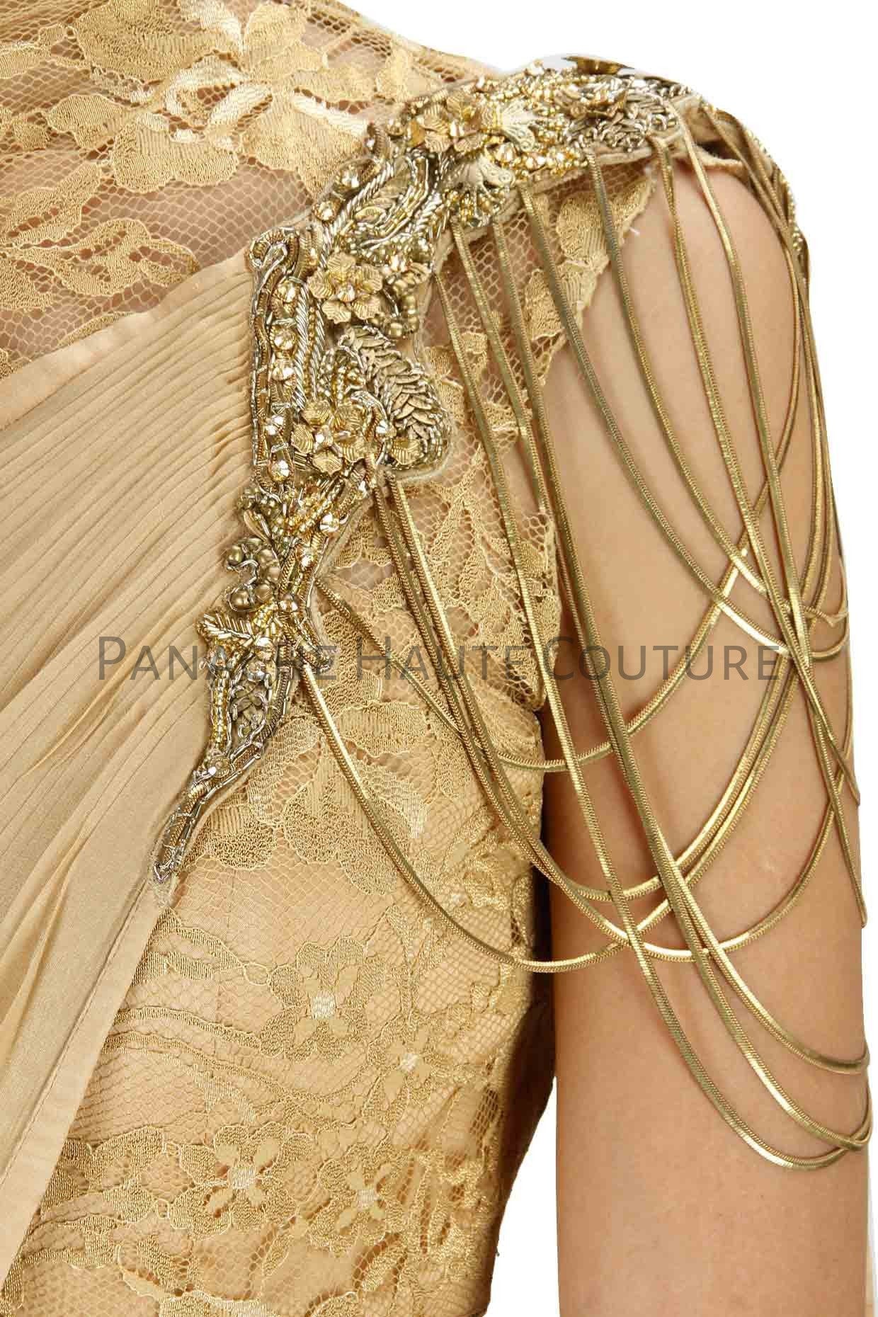 Champagne Beige Designer Saree Gown Online