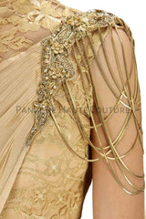 Champagne Beige Designer Saree Gown Online