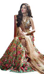 Champagne Color Wedding Lehenga with Floral Embroidery by Panache Haute Couture