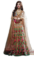 Champagne Color Wedding Lehenga with Floral Embroidery by Panache Haute Couture
