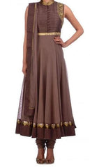 Chocolate color long anarkali suit