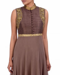 Chocolate color long anarkali suit