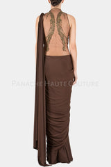 Chocolate Brown Color Designer Saree Gown