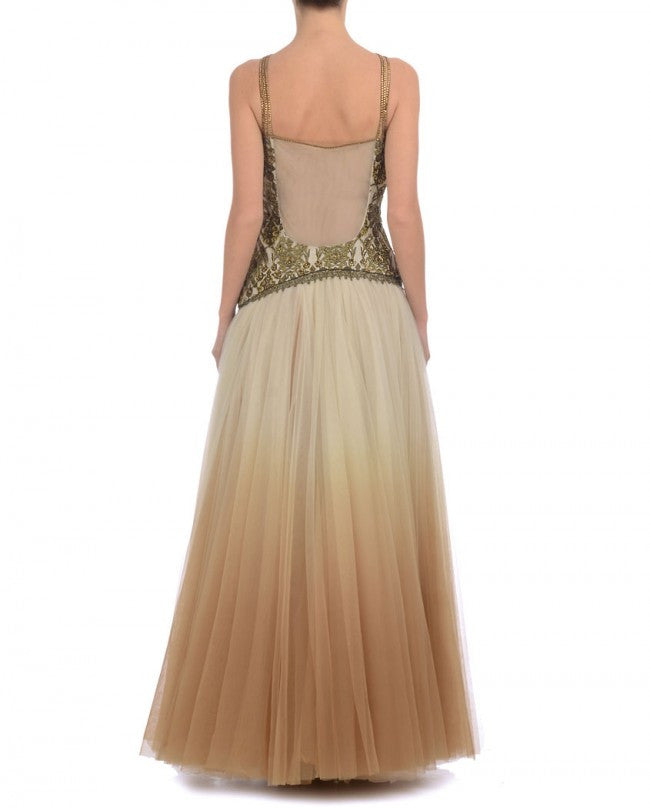 Aqua blue shaded Indo-western gown