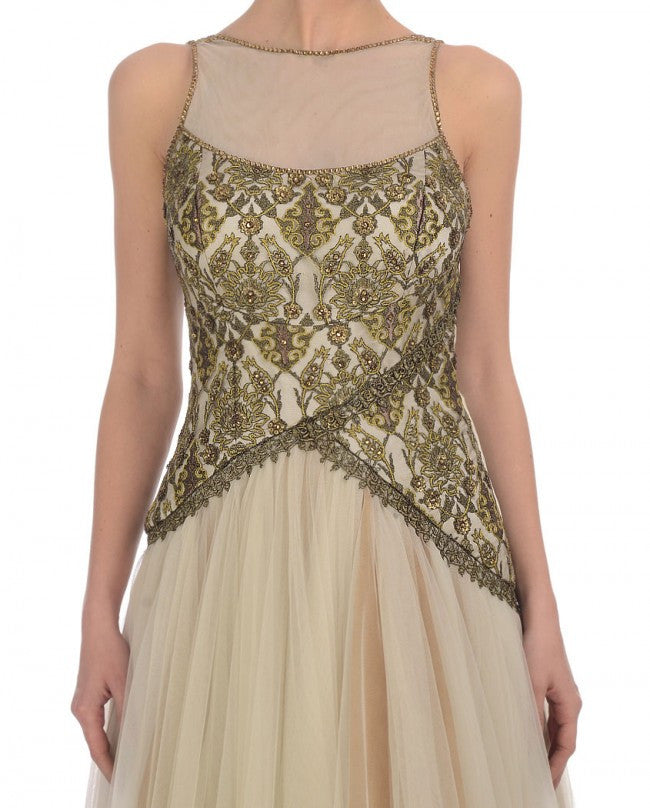 Aqua blue shaded Indo-western gown