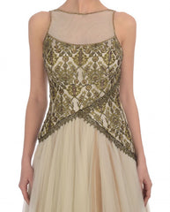 Aqua blue shaded Indo-western gown