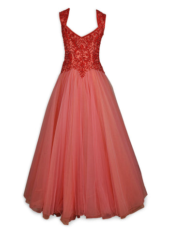 Coral color Indo Western Gown