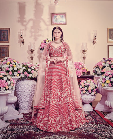 Cranberry Red Bridal Lehenga