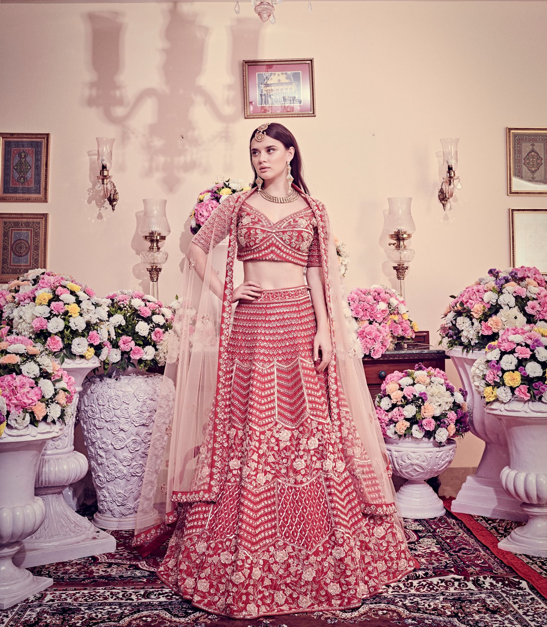 Cranberry Red Bridal Lehenga