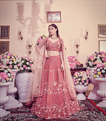 Cranberry Red Bridal Lehenga