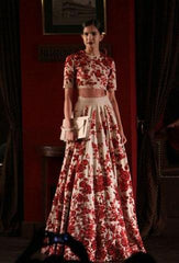 Pastel Wedding Lehenga with Maroon Embroidery