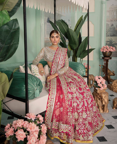 Dark Rose Pink Color Wedding Lehenga