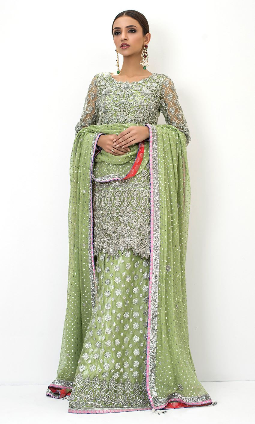 Dark Mint Color Wedding Sharara