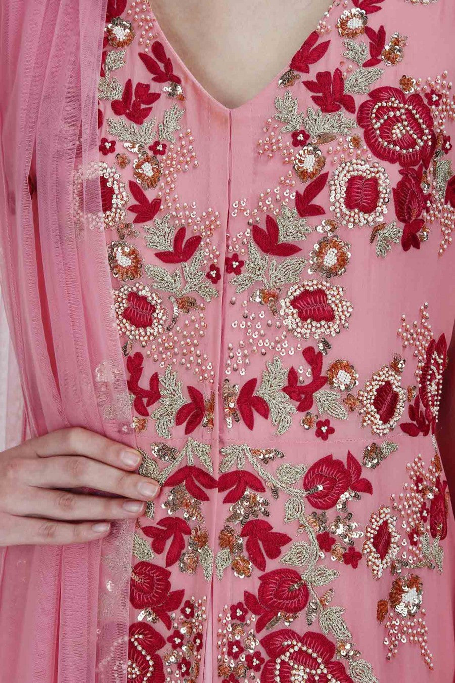 Dark Pink colour kurta with plazzo