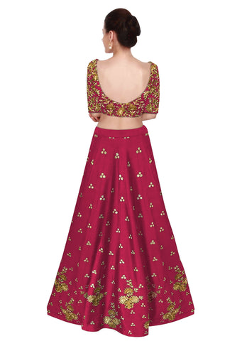 Dark Pink Color Lehenga Choli with Light Pink Dupatta