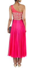 Dark pink one shoulder anarkali