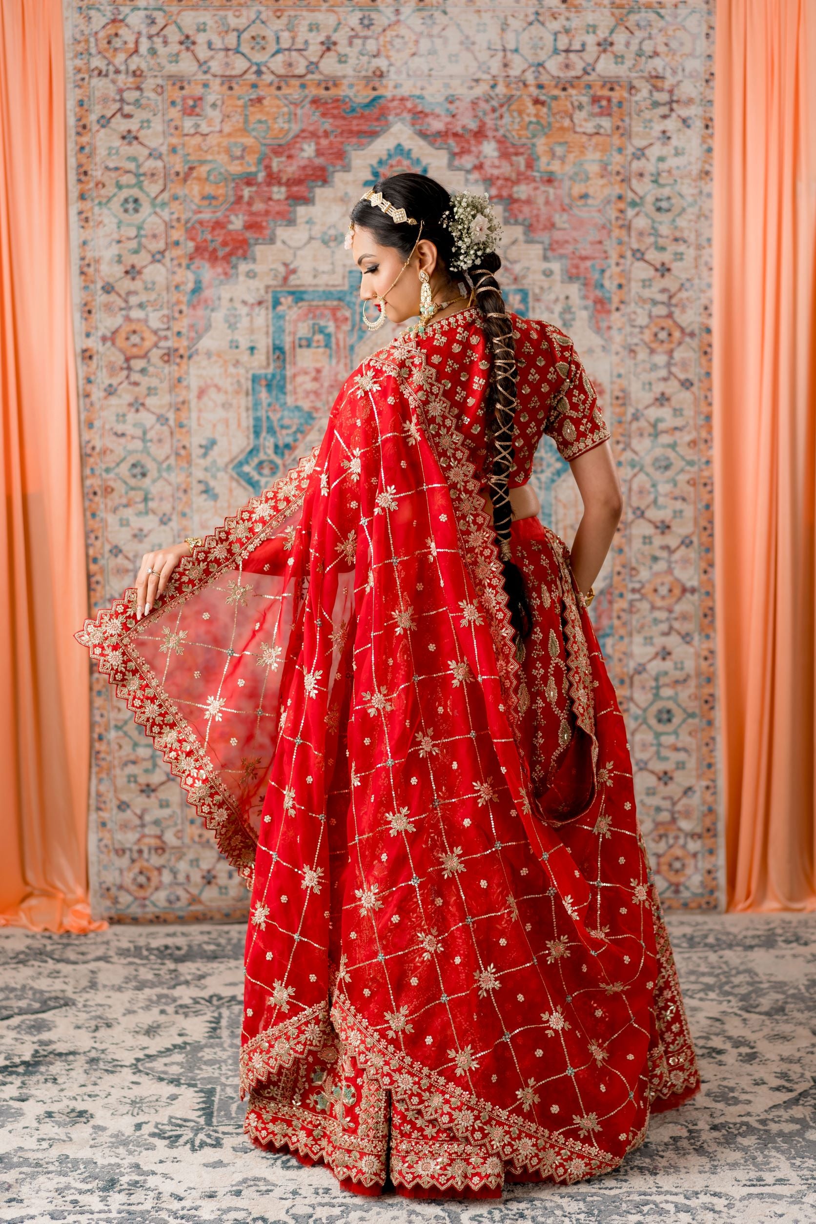 Deep Red Bridal Gotta Patti and Zardozi Lehenga