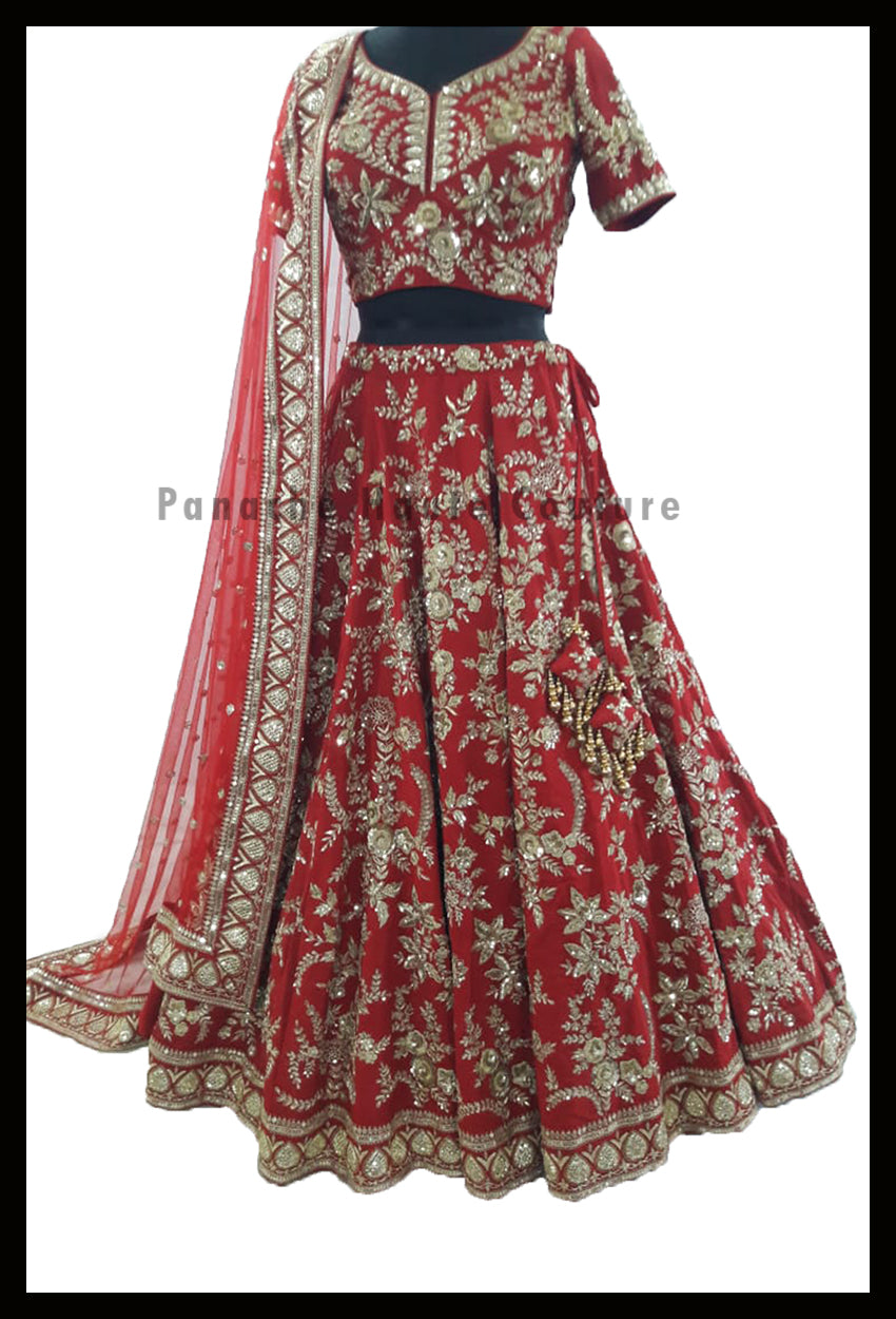 Deep Red Color Bridal Lehenga Choli
