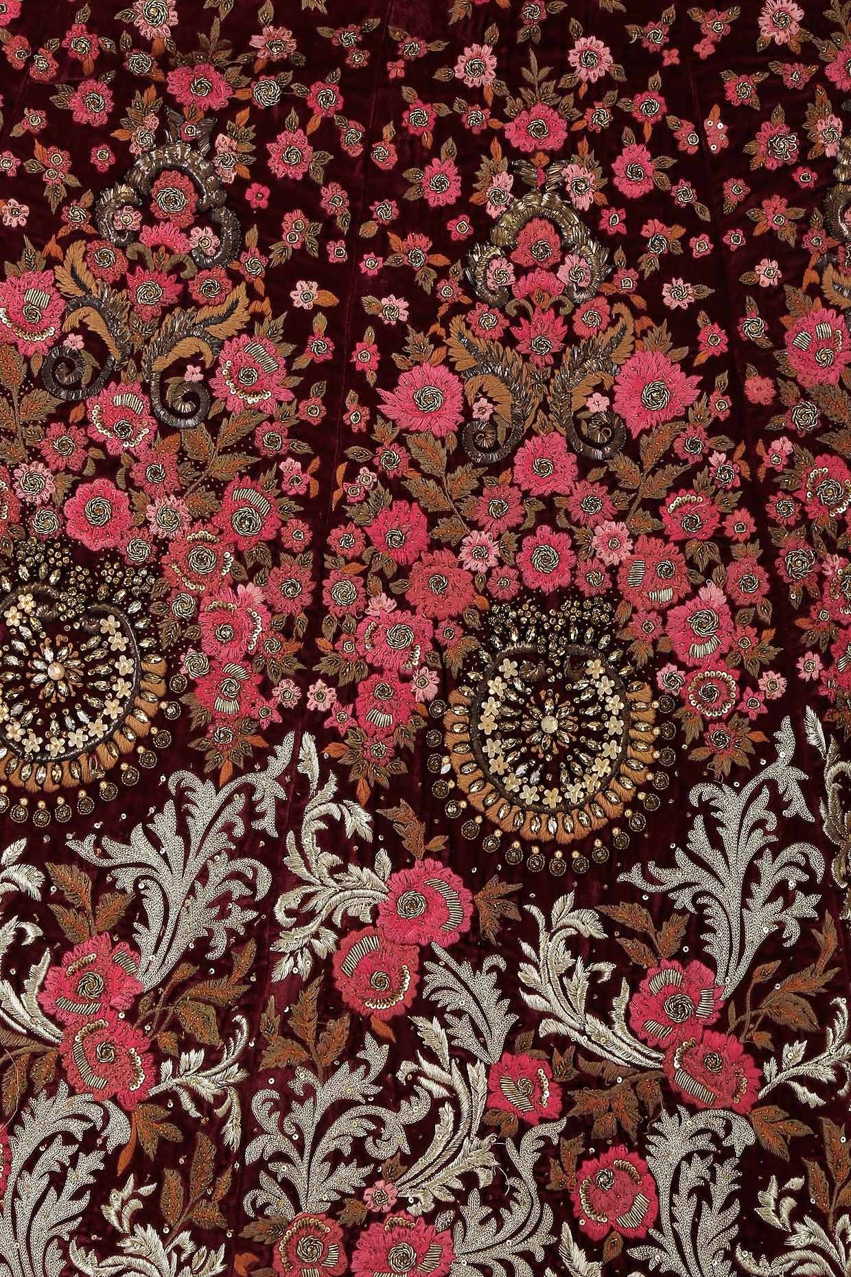 Deep Maroon Color Thread Work Wedding Lehenga