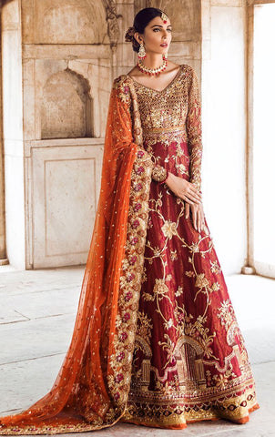 Deep Red Wedding Walima Dress