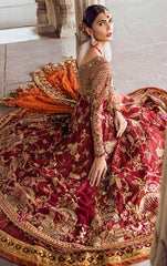 Deep Red Wedding Walima Dress