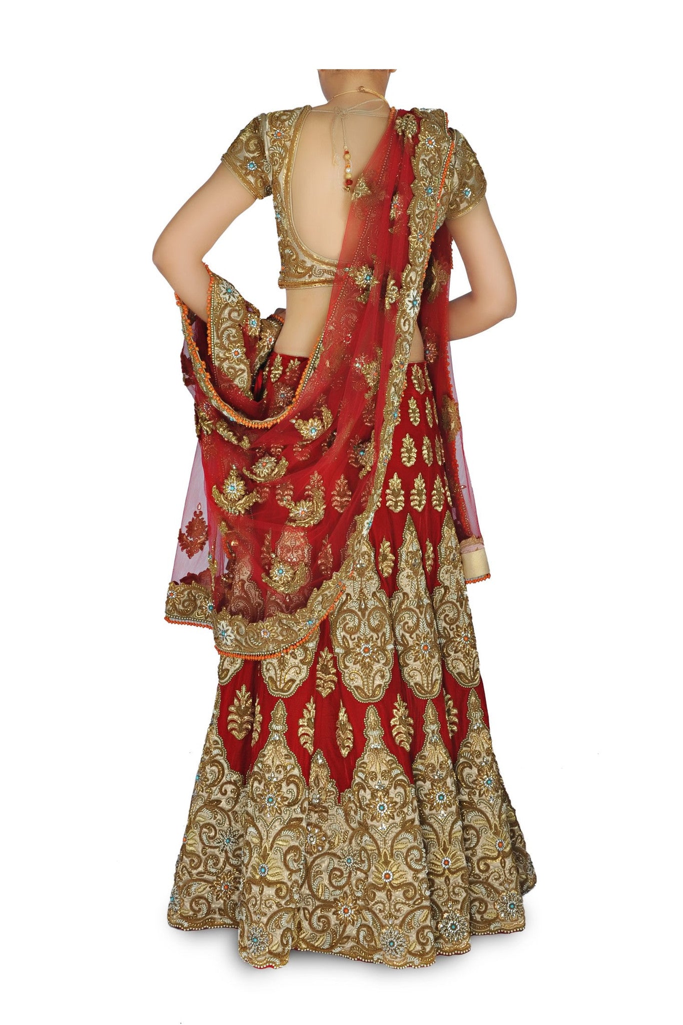 Deep red color Bridal lehenga / chaniya choli