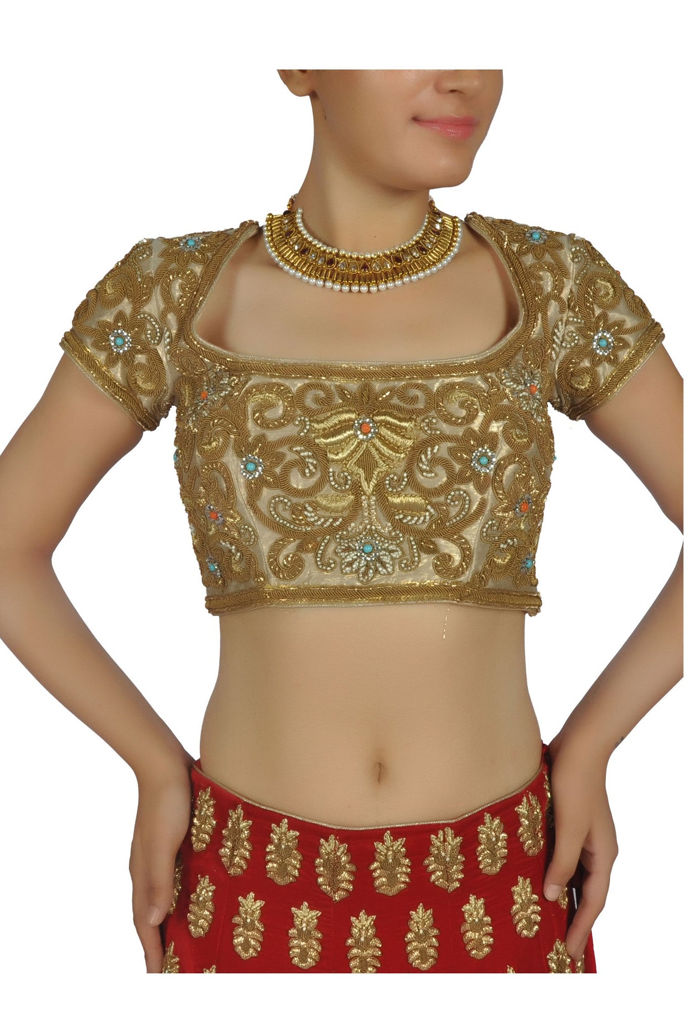 Deep red color Bridal lehenga / chaniya choli