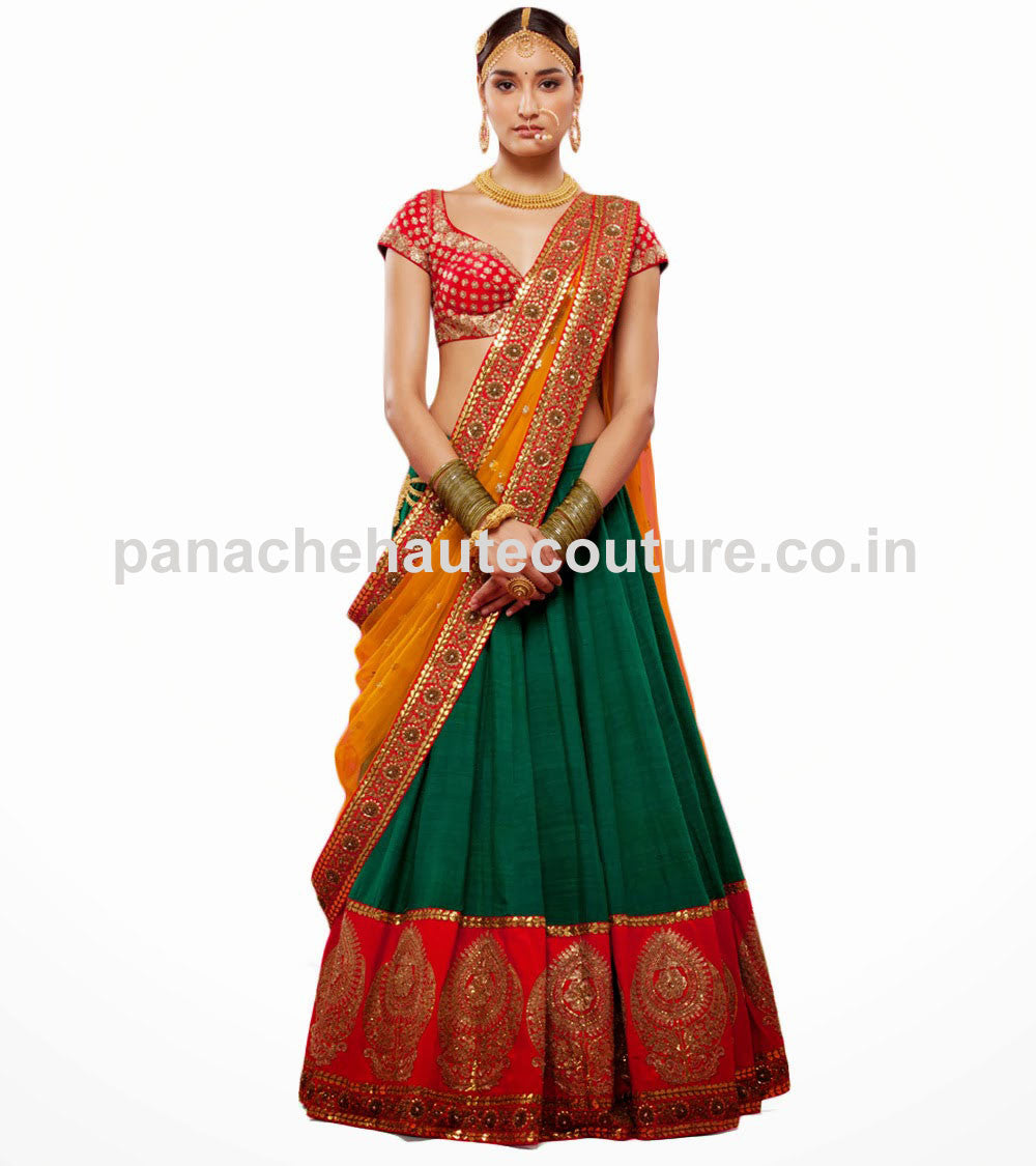 Sabyasachi Green color Wedding Lehenga