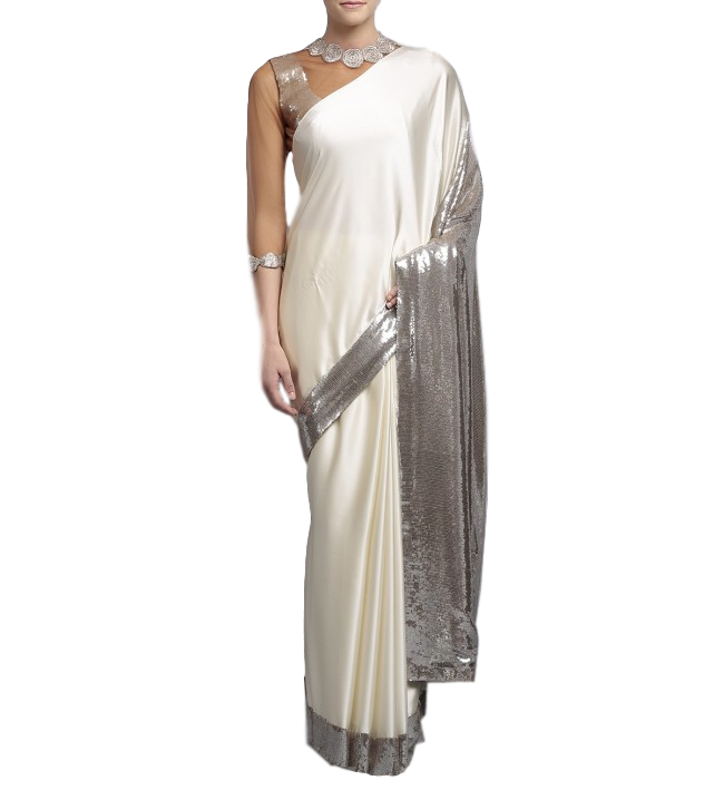 Designer Saree in Ivory Color