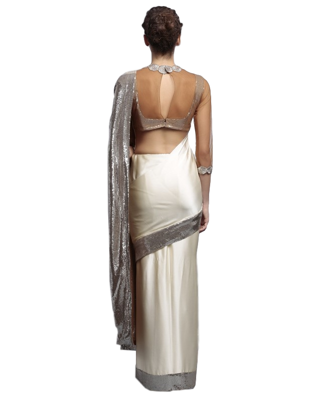 Designer Saree in Ivory Color