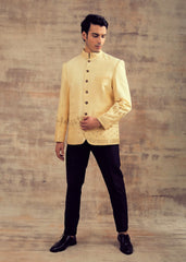 Double Cream Color Mirror Embroidery Jodhpuri Jacket