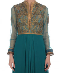 Blue shaded long anarkali suit