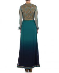 Blue shaded long anarkali suit