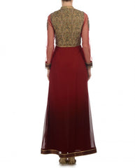 Maroon shaded long anarkali suit