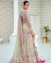 Dumore Cream and Carnation Pink Jacket Lehenga