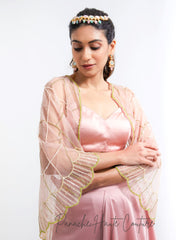 Dusty Pink Color Dhoti Skirt with Cape