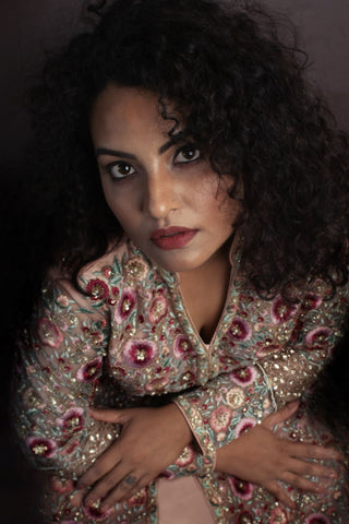 Dusty Pink Jacket Wedding Lehenga Set