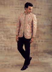 Dusty Rose Color Embroidered Jodhpuri Jacket