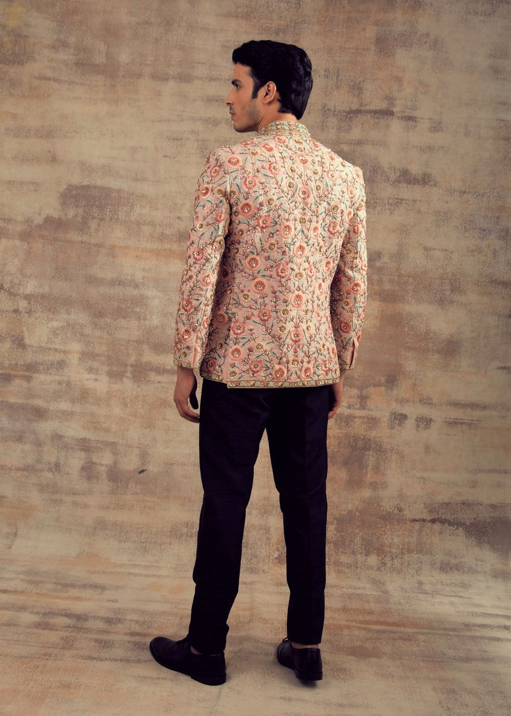 Dusty Rose Color Embroidered Jodhpuri Jacket