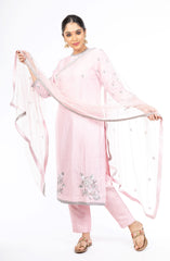 Elegant Baby Pink Chanderi Silk Salwar Kameez