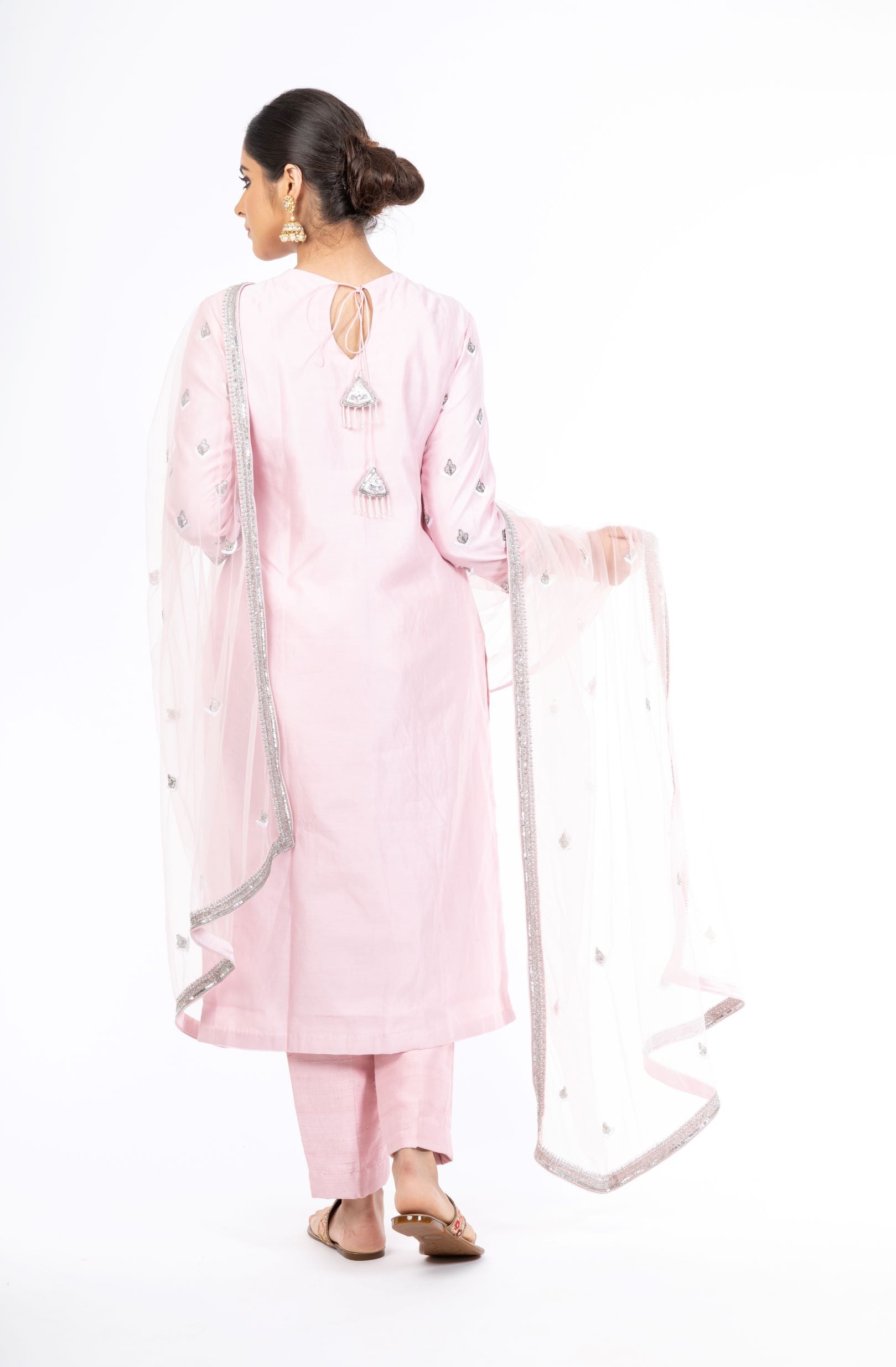 Elegant Baby Pink Chanderi Silk Salwar Kameez