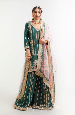 Emerald Green Color Wedding Sharara Set DAIMA