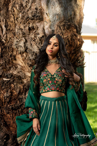 Emerald Green Lehenga Set from Gamila Collection