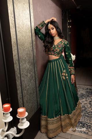 Emerald Green Lehenga Set from Gamila Collection