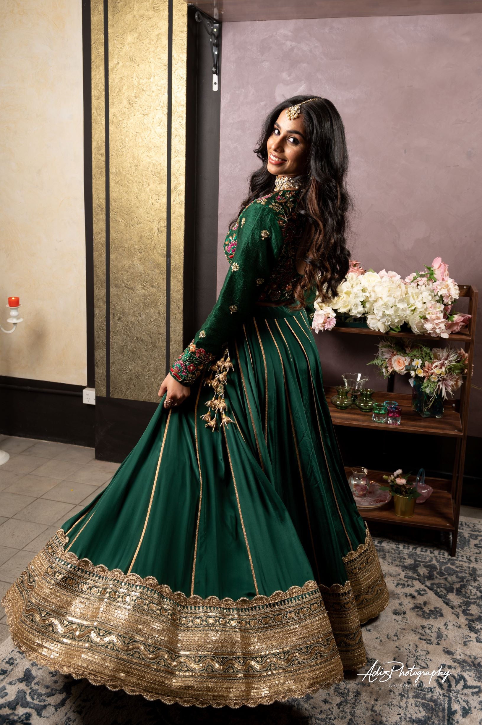 Emerald Green Lehenga Set from Gamila Collection